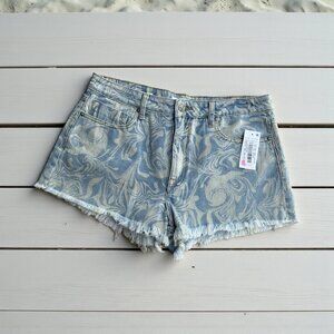 VIGOSS Women's Denim High Rise Swirl Jean Shorts Size 32 NEW